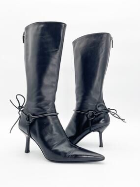 Gucci Tom Ford Era Vintage Black Leather Horsebit Harness Mid Calf Boots US 7.5